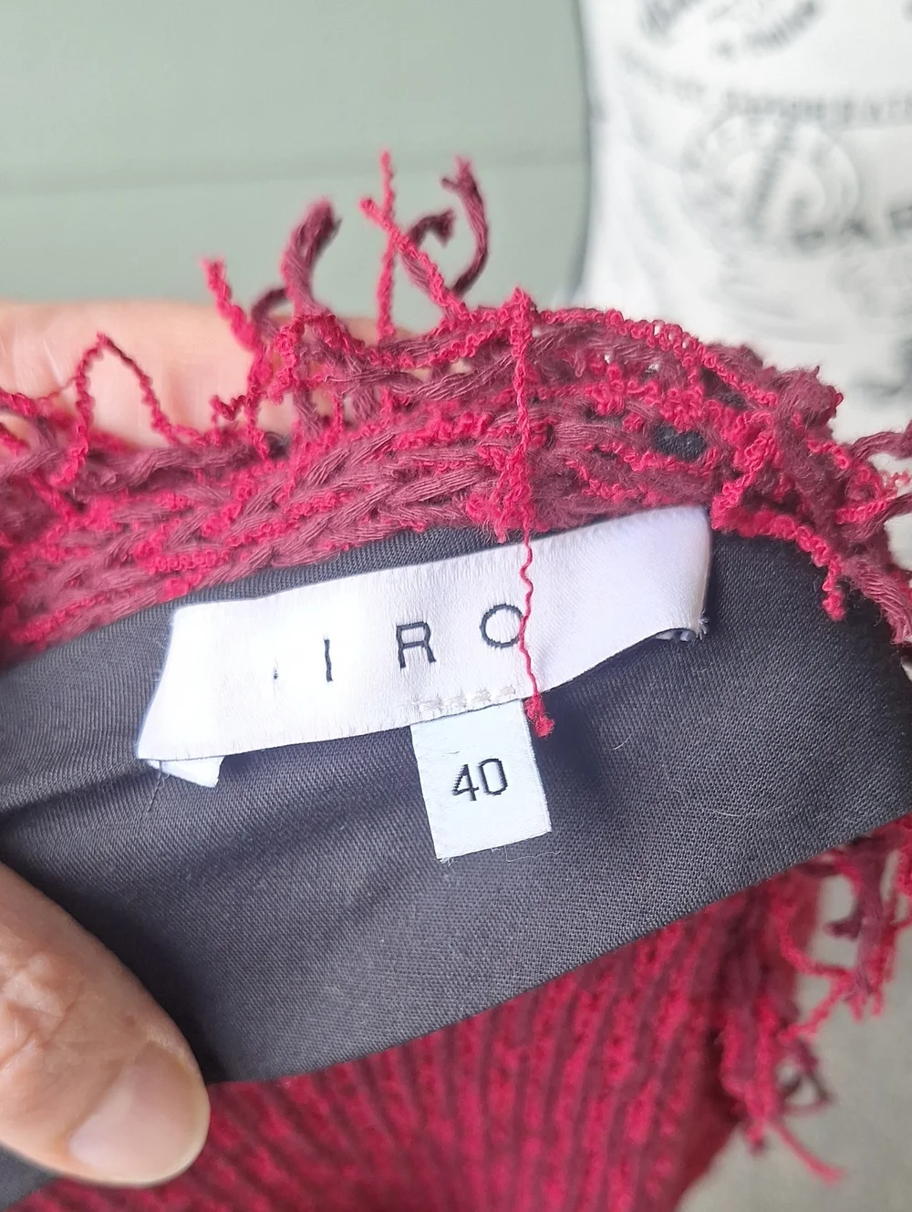 Iro Shavoni Fringe Hem Knit Cardigan Dark Red Size 40 / US 8 - Picture 4 of 10